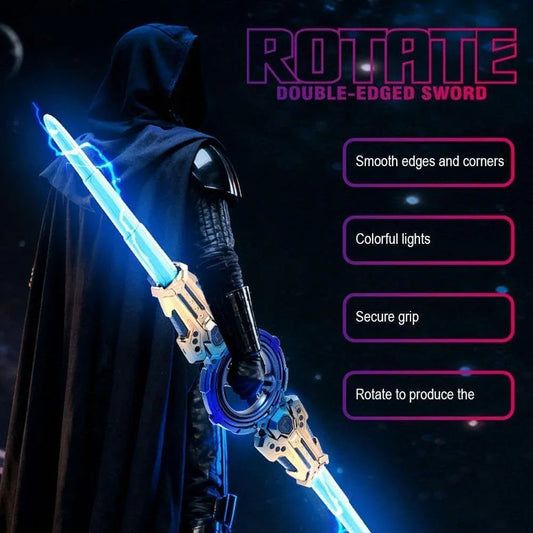 Spiral Sword Double-Edged Rotating LED Lightsaber Toy with Colorful Lights (Assorted Colours)